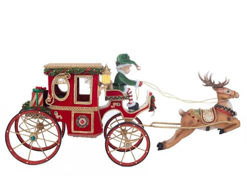 29" Christmas in the City Hansom Cab with Elf Driver - Holiday Warehouse