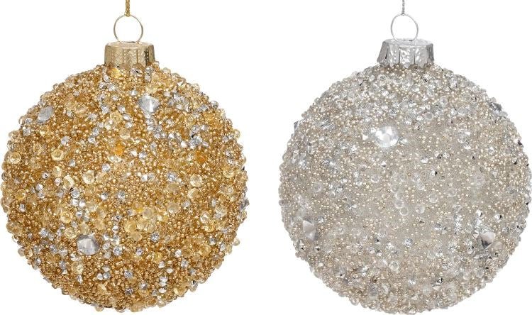 3" Encrusted Ball Ornament 3pc - Holiday Warehouse
