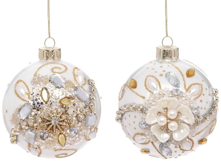 3" Flower Swirl Ornament Set of 2 - Holiday Warehouse