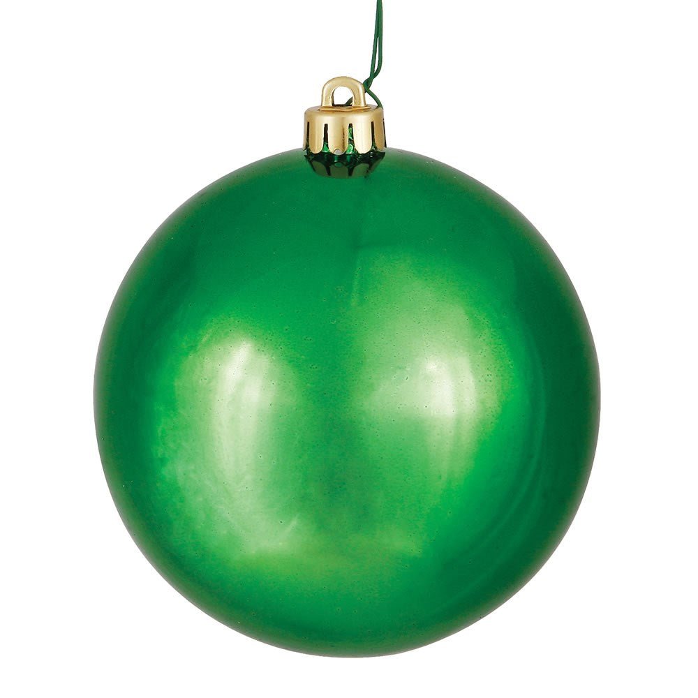 3" Green Shiny Ball Ornament 8pc - Holiday Warehouse