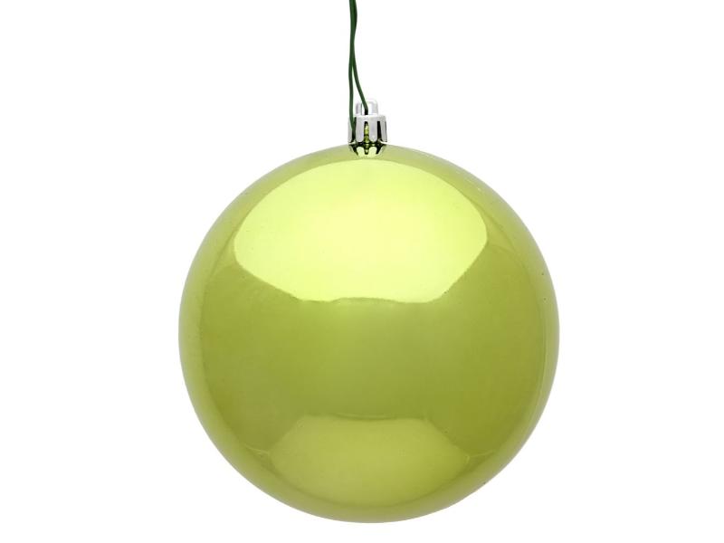 3" Lime Shiny Ball Ornament 8pc - Holiday Warehouse