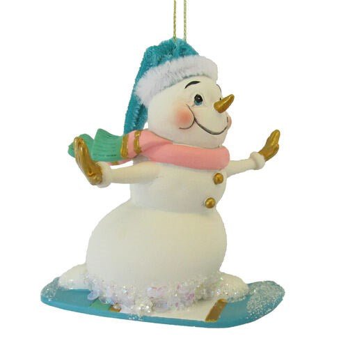 3" Snowman on Snowboard Ornament - Holiday Warehouse