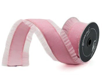 3" x 10 yds Baby Pink Sheer Ruffle Ribbon - Holiday Warehouse