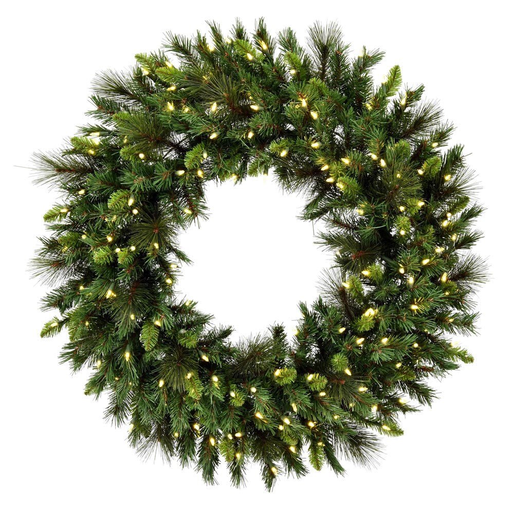 30" Bangor Mix Pine Wreath w/ WW LED Lights - Holiday Warehouse