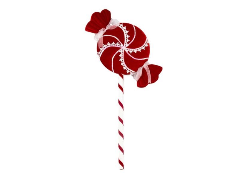 30" Red/Lace Lollipop Pick 2pc - Holiday Warehouse