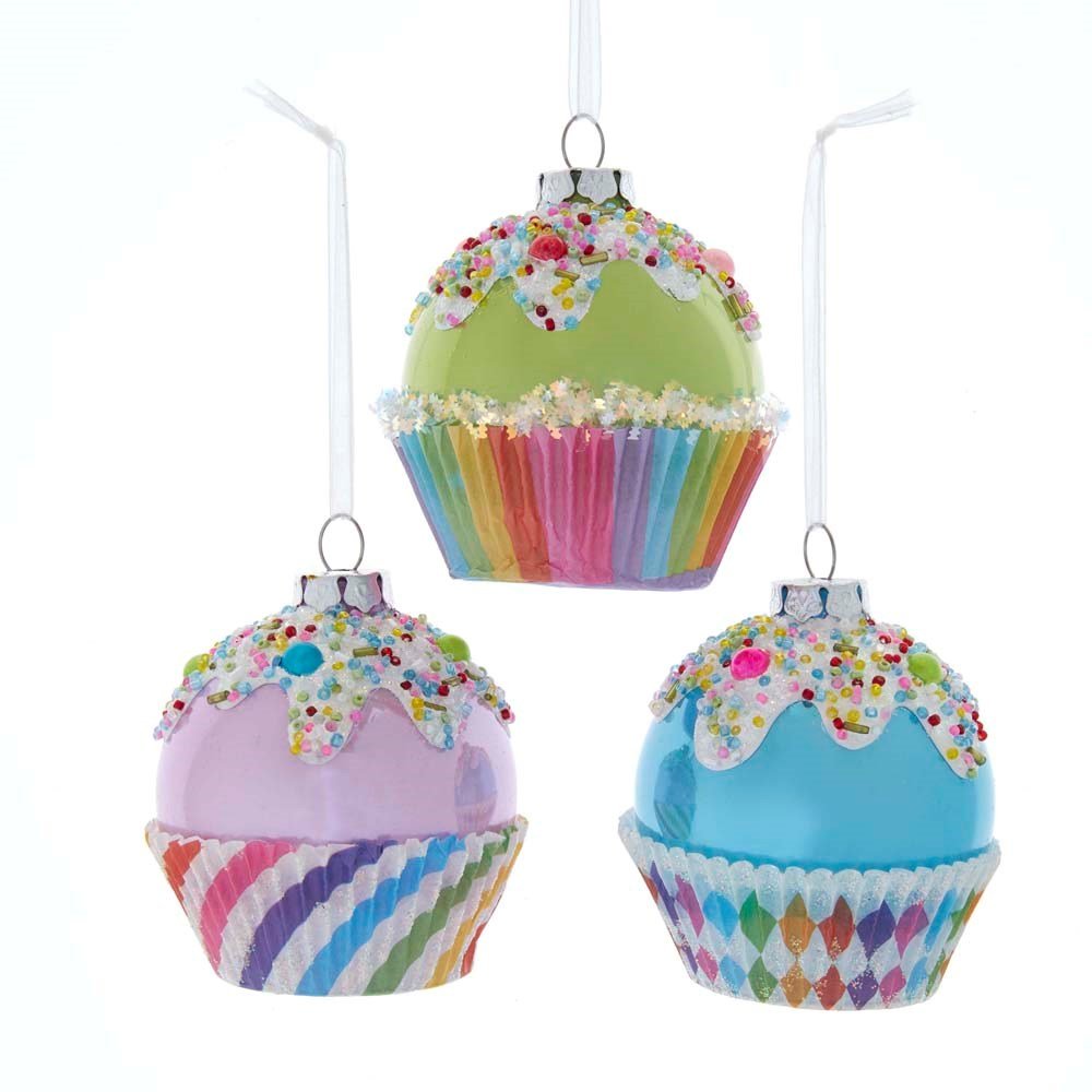 3.25" Sprinkle Cupcake Ornament - Holiday Warehouse