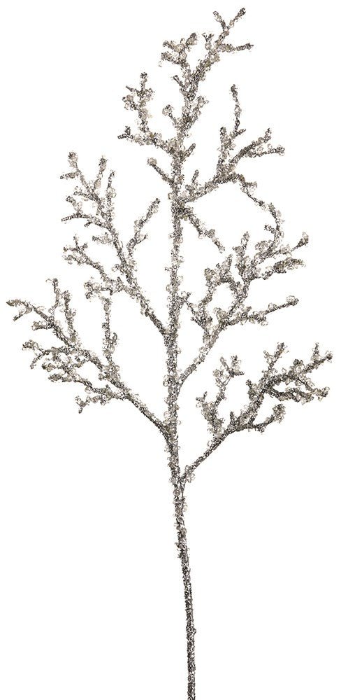 33" Silver Iced Glittered Twig Spray - Holiday Warehouse