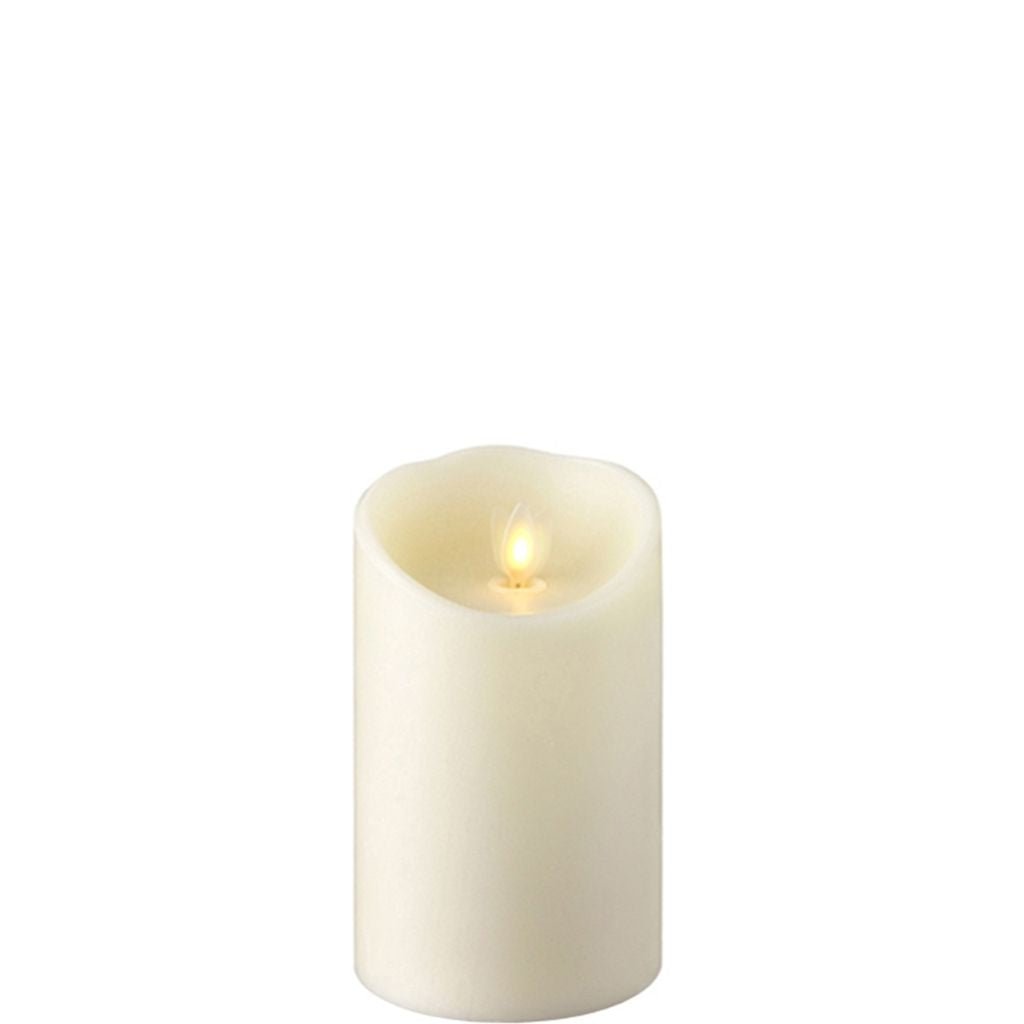 3.5" X 5" MOVING FLAME IVORY PILLAR CANDLE - Holiday Warehouse