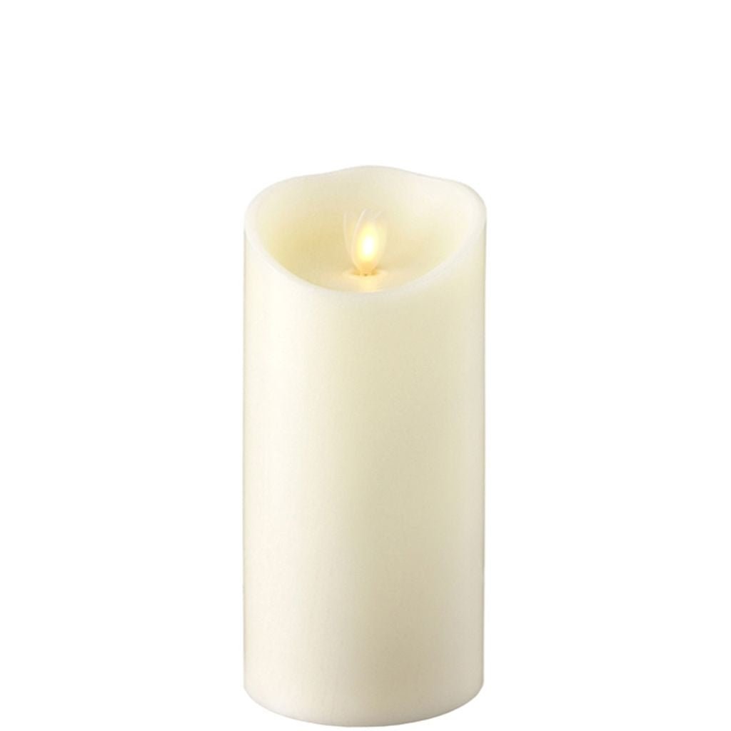 3.5" X 7" MOVING FLAME IVORY PILLAR CANDLE - Holiday Warehouse