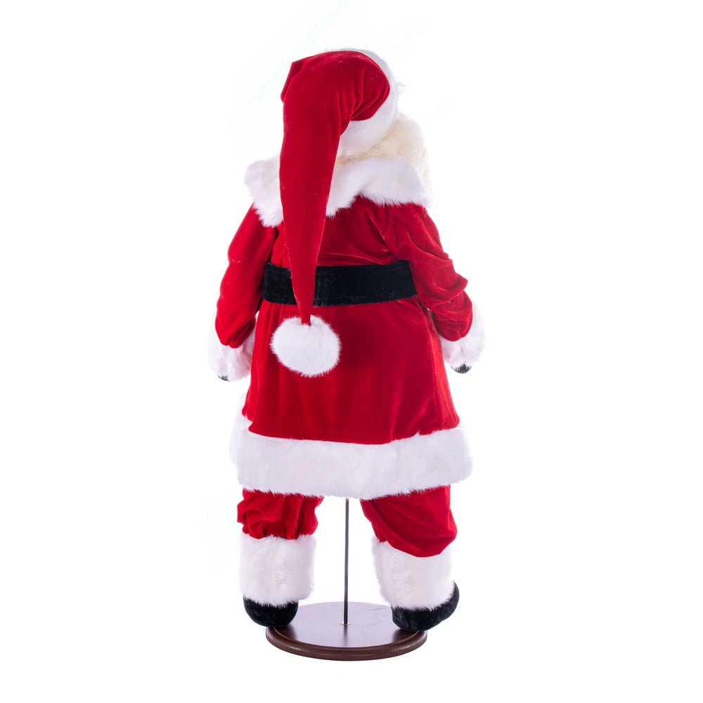 36" Red Velvet Dark Complexion Santa w Stand - Holiday Warehouse