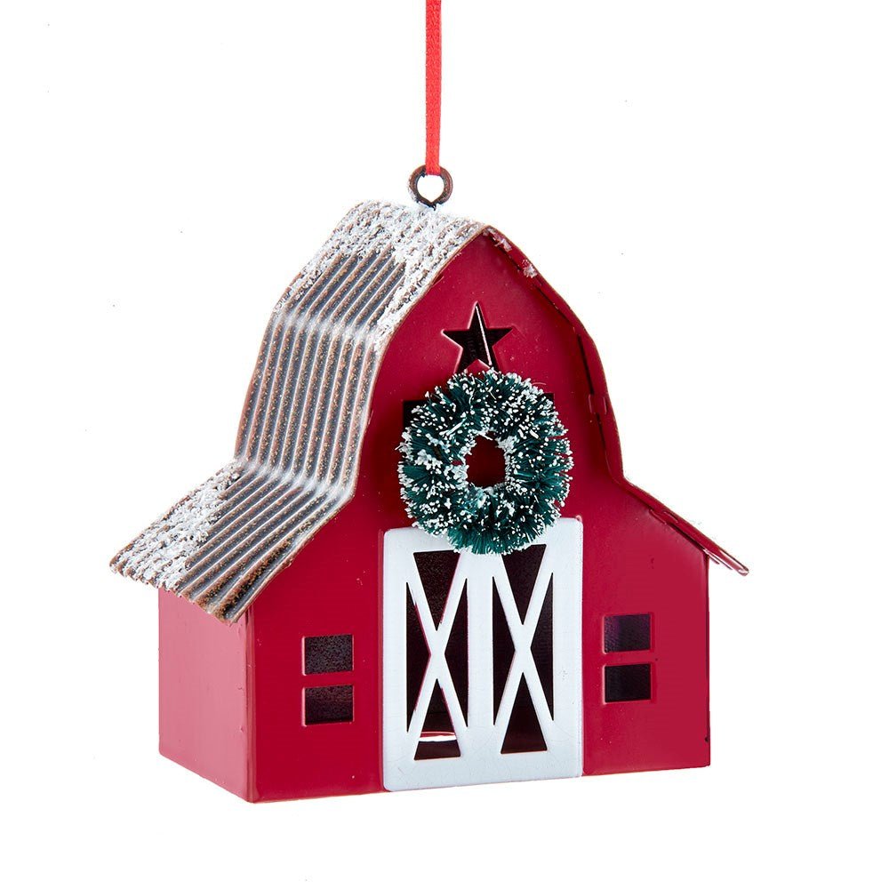 3.75" Metal Barn Ornament - Holiday Warehouse