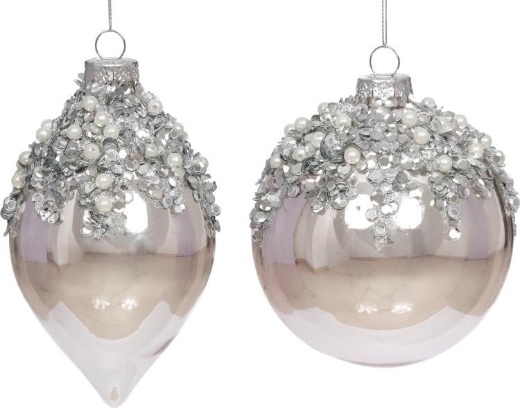 4" - 6" Flowing Jewel Ornament Set of 2 - Holiday Warehouse