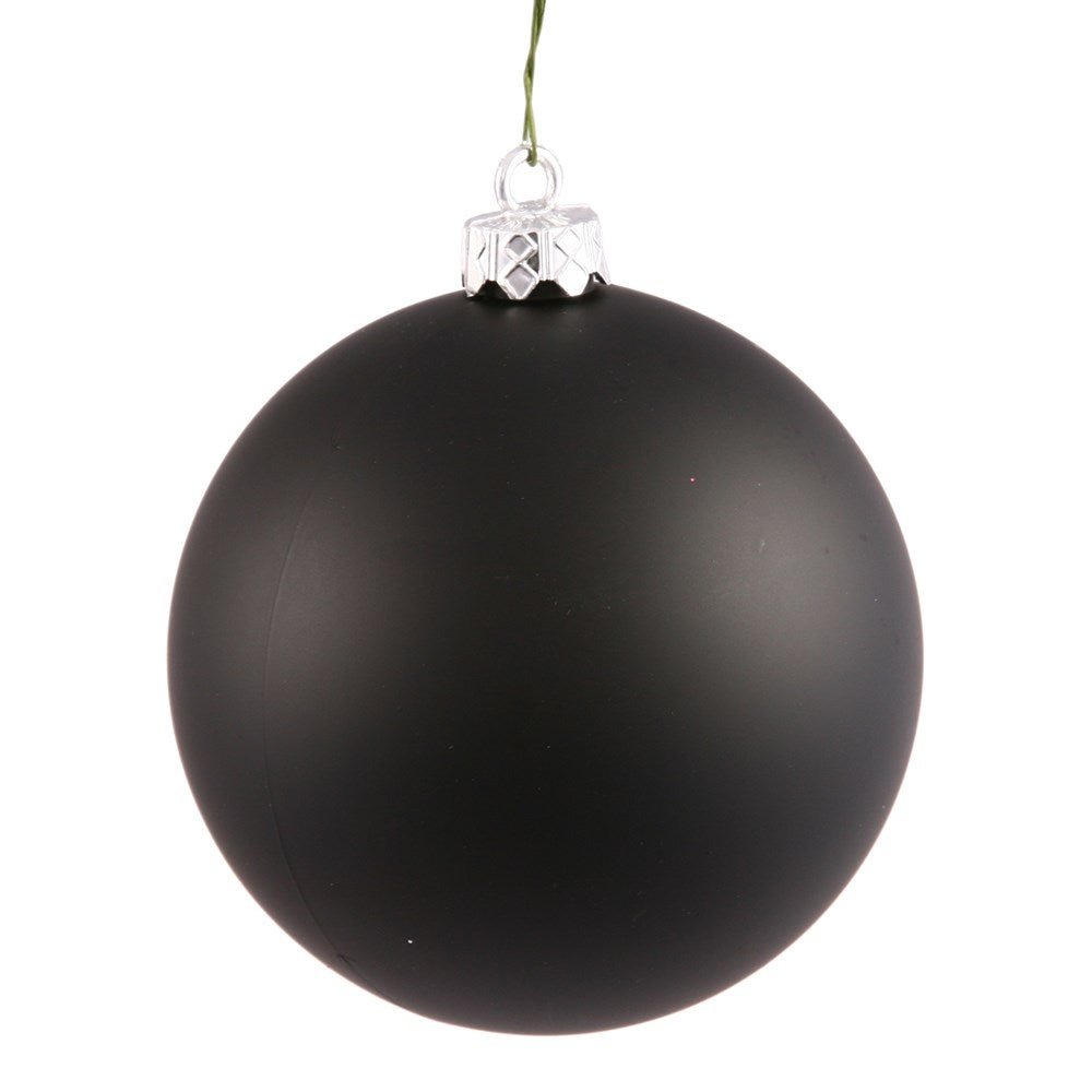 4" Black Matte Ball Ornament 6pc - Holiday Warehouse