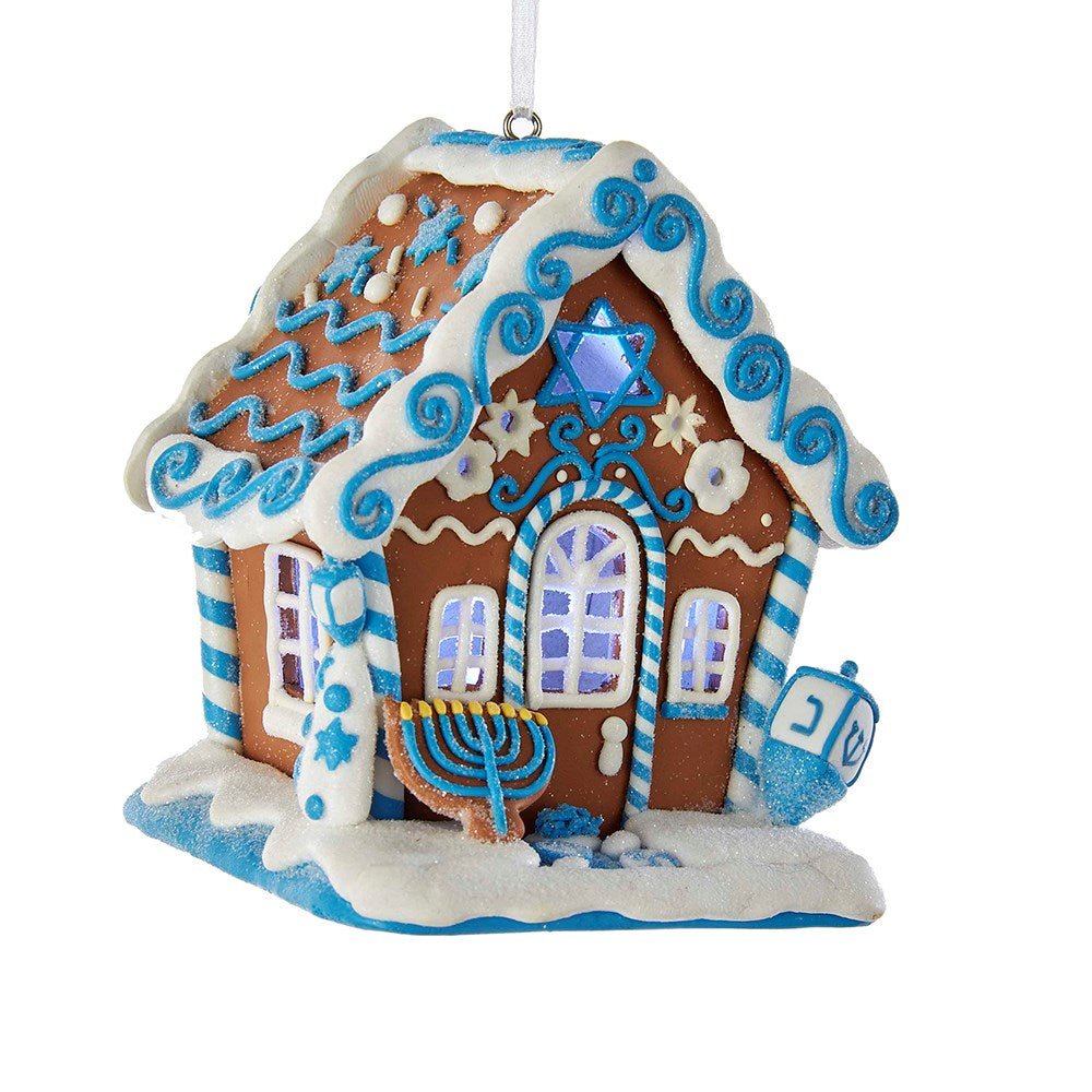 4" Gingerbread LED Hanukkah House Ornament - Holiday Warehouse