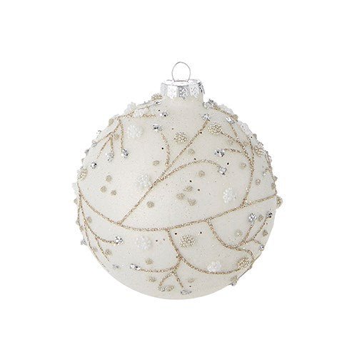 4" Glitter Branch Ball Ornament - Holiday Warehouse