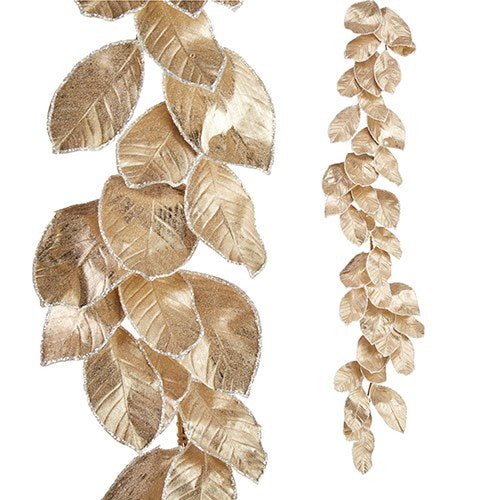 4' Gold Glittered Leaf Garland - Holiday Warehouse