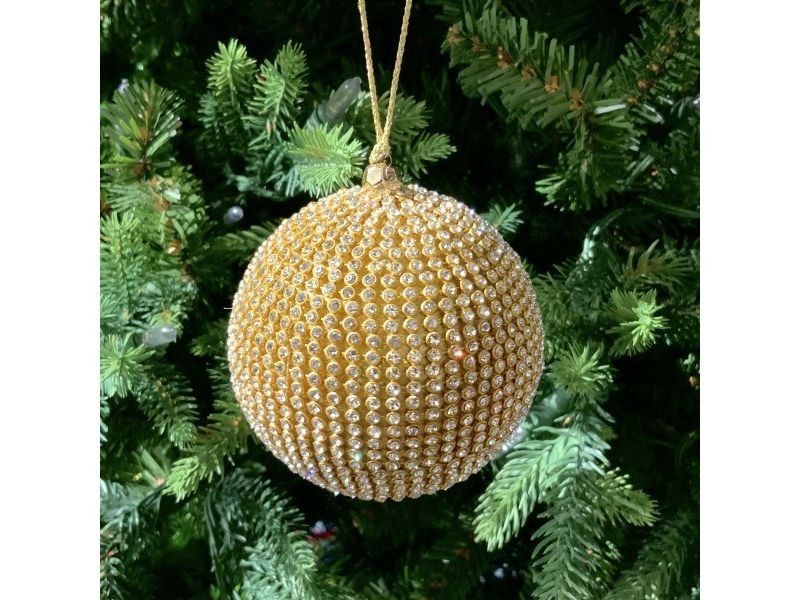 4" Gold Pave Crystal Ornament - Holiday Warehouse
