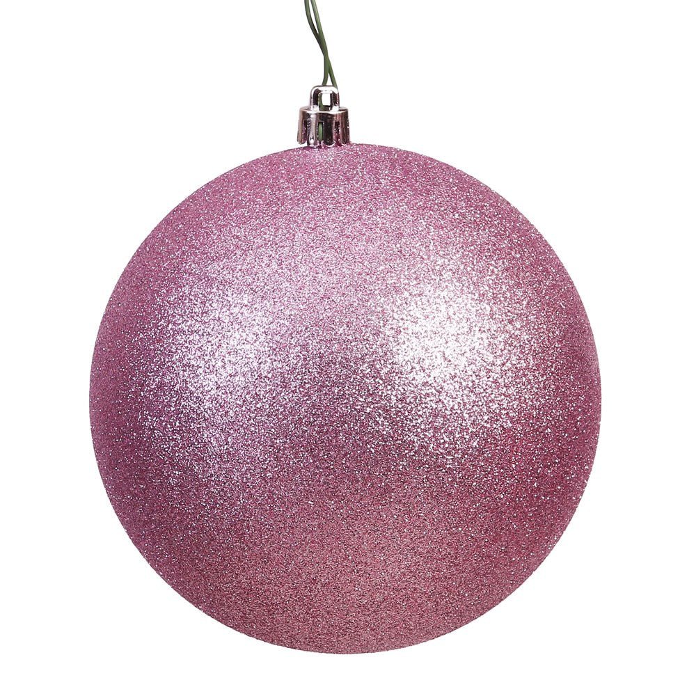 4" Mauve Glitter Ball Ornament 6pc - Holiday Warehouse