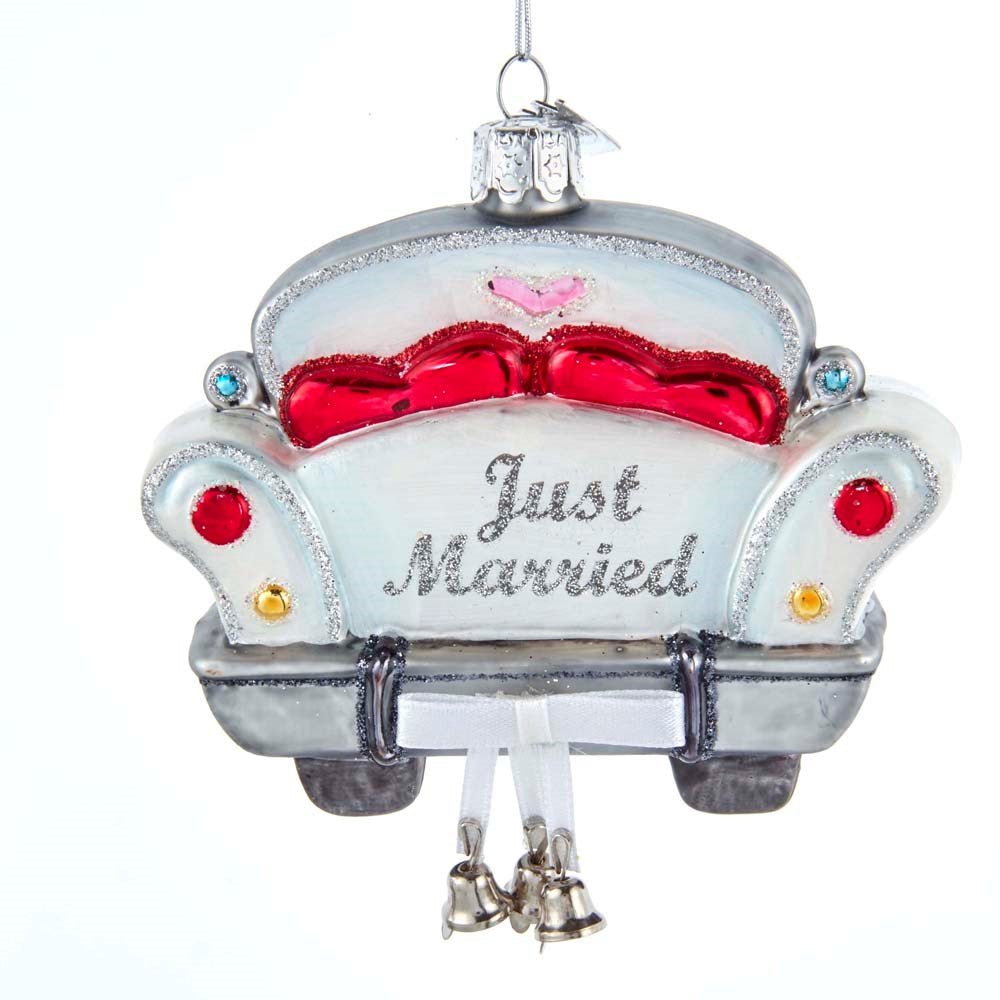 4" Noble Gems™ "Just Married" Car Ornament - Holiday Warehouse