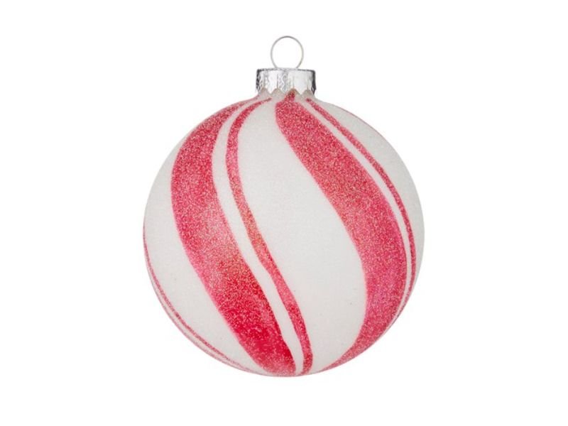 4" Peppermint Stripe Ball Ornament - Holiday Warehouse