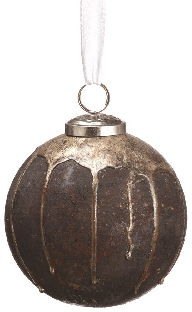 4" Pewter Glass Ball Ornament - Holiday Warehouse