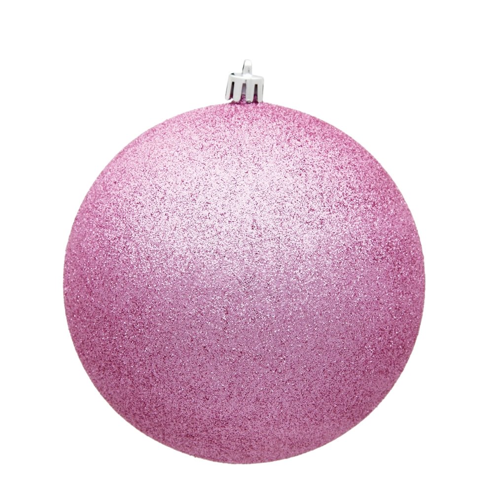 4" Pink Glitter Ball Ornament 6pc - Holiday Warehouse