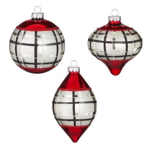 4" Plaid Ornament 12pc - Holiday Warehouse