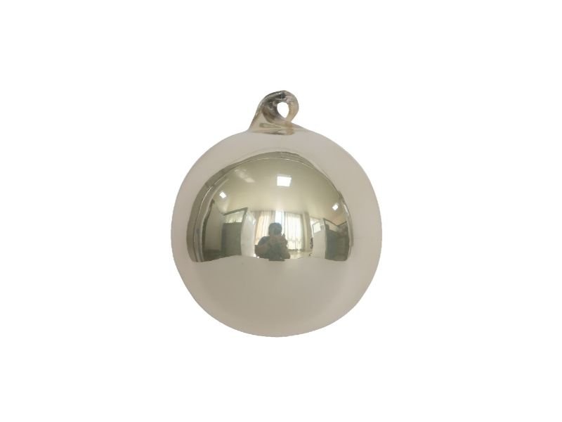 4" Platinum Mirror Glass Ornament 6pc - Holiday Warehouse
