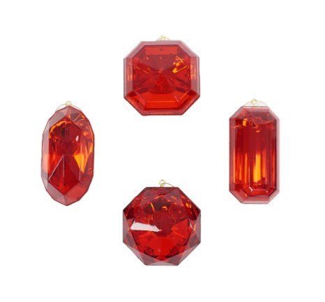 4" Red Jewel 4pc Assortment - 7 Sets - Holiday Warehouse