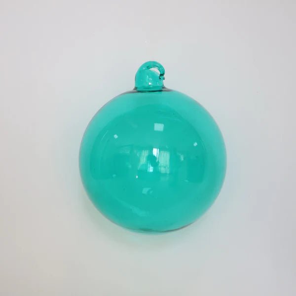 4" Teal Crystalline Glass Ornament 6pc - Holiday Warehouse