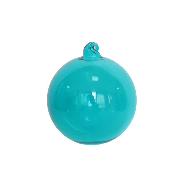 4" Turquoise Crystalline Glass Ornament 6pc - Holiday Warehouse