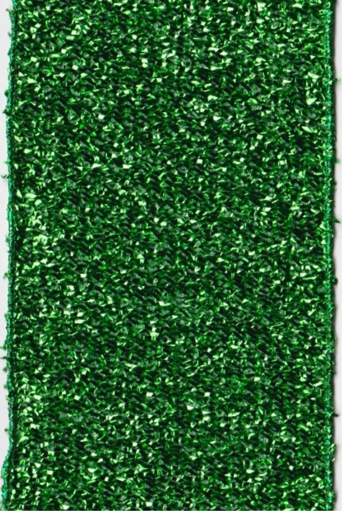 4" x 10 Yards Green Metallic Crinkled Lame Ribbon - Holiday Warehouse