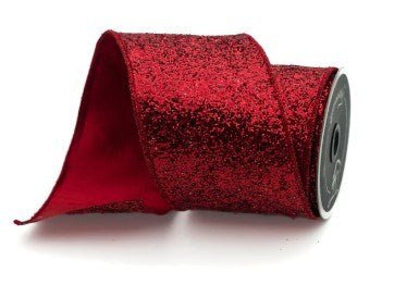 4" x 10 yds Red Chunky Glitter Ribbon - Holiday Warehouse
