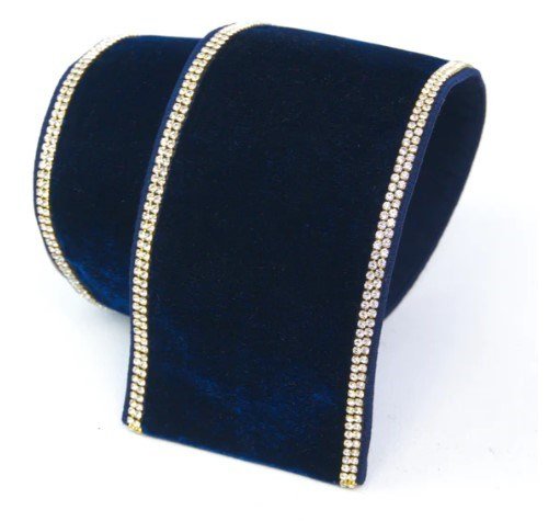 4" x 5 yds Navy Blue Royal Diamonds Ribbon - Holiday Warehouse