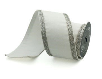 4" x 5 yds White Baguettes Ribbon - Holiday Warehouse