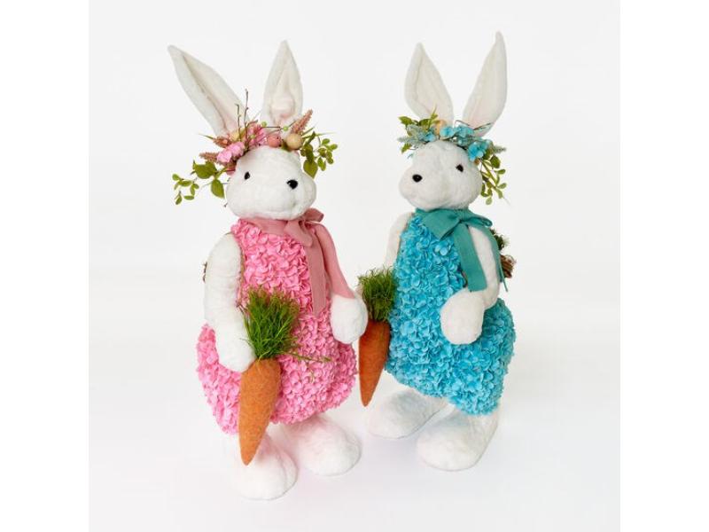 44" Blue Floral Display Bunny - Holiday Warehouse