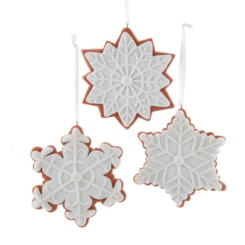 4.5-4.75" White Iced Snowflake Cookie 3pc - Holiday Warehouse
