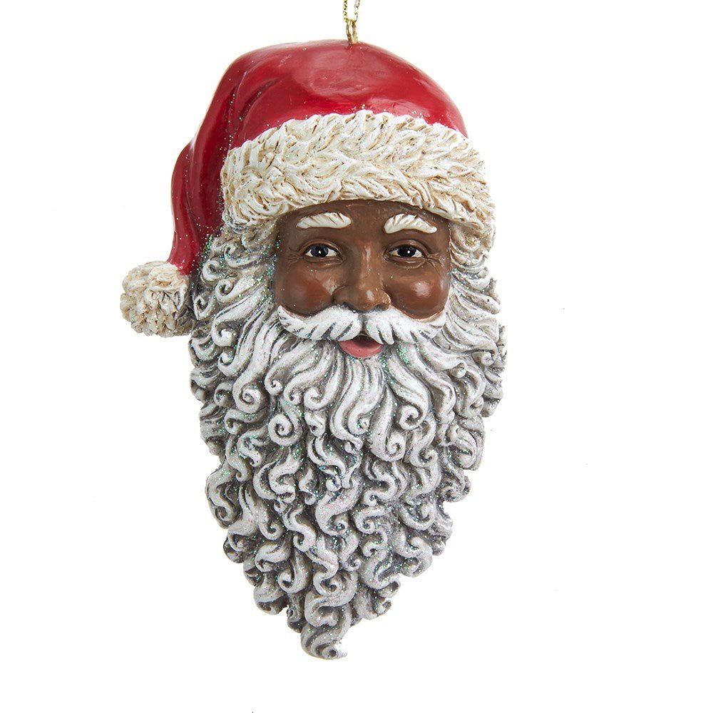 4.5" African American Santa Head Ornament - Holiday Warehouse
