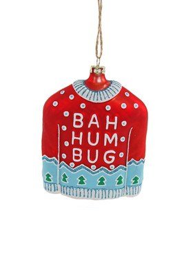 4.5" Bah Humbug Sweater Ornament - Holiday Warehouse