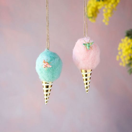 4.5" Cotton Candy Ornaments Set of 2 - Holiday Warehouse