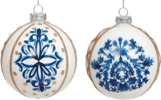4.5" Royal Delft Ornament Set of 2 - Holiday Warehouse