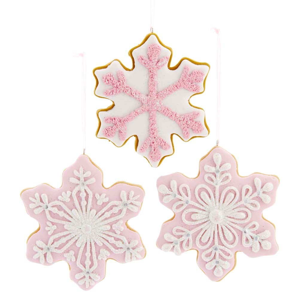 4.5" Snowflake with Glitter Ornament 3pc - Holiday Warehouse