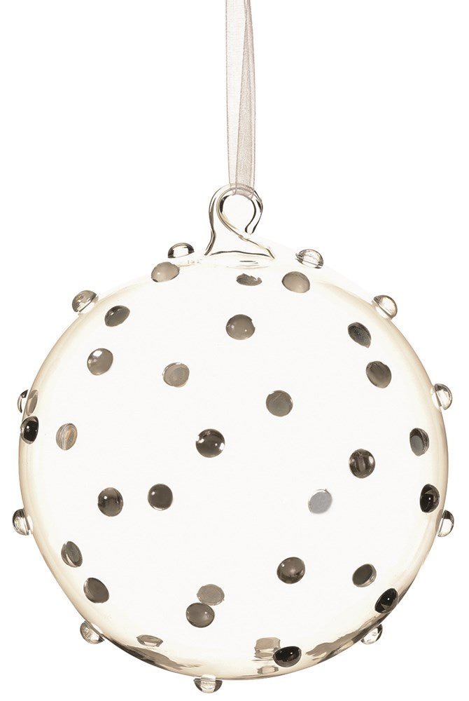 4.75" Clear Glass Dots Ball Ornament - Holiday Warehouse