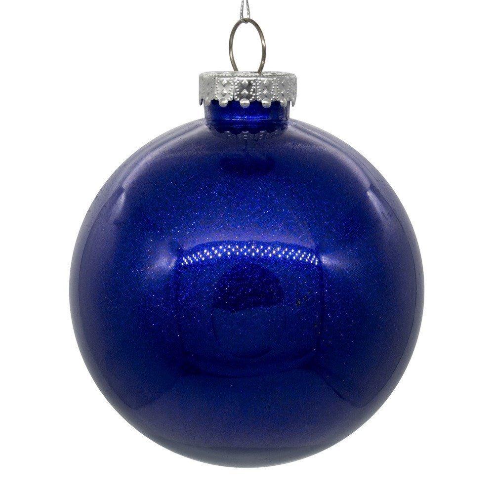 4.75" Cobalt Blue Glitter Clear Ball 6pc - Holiday Warehouse