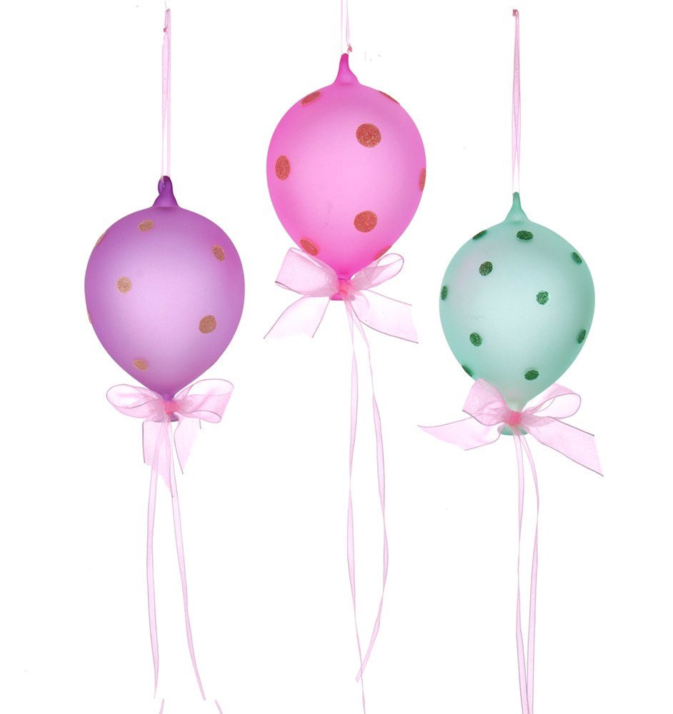 4.75" Glass Balloon with Glitter Dots Ornament 12pc - Holiday Warehouse