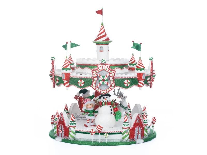 48" Peppermint Palace Carousel Cupcake Server - Holiday Warehouse