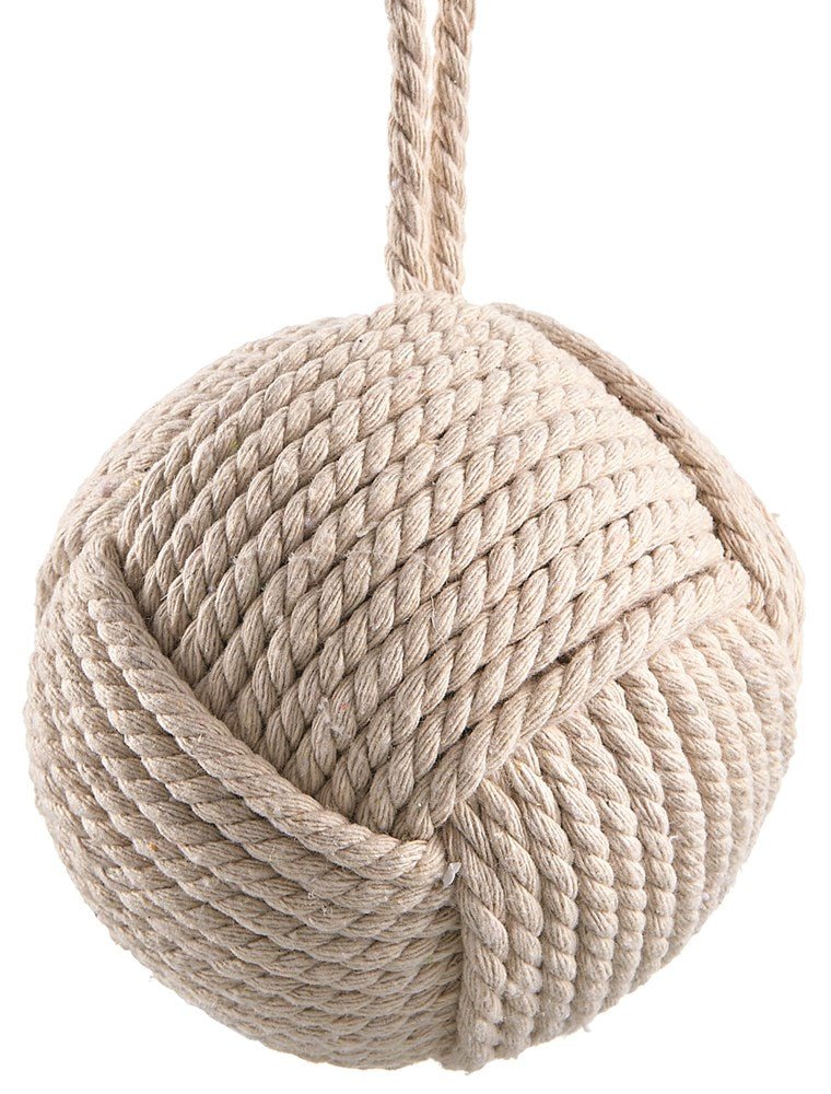 4"Beige Rope Ball Ornament - Holiday Warehouse