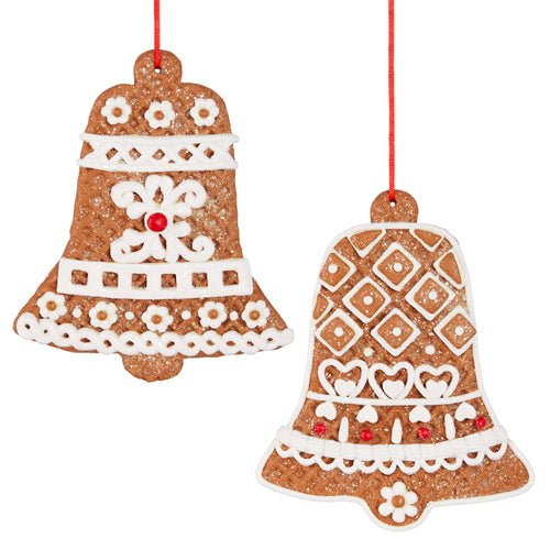 5" Bell Gingerbread Ornament (2pc) - Holiday Warehouse
