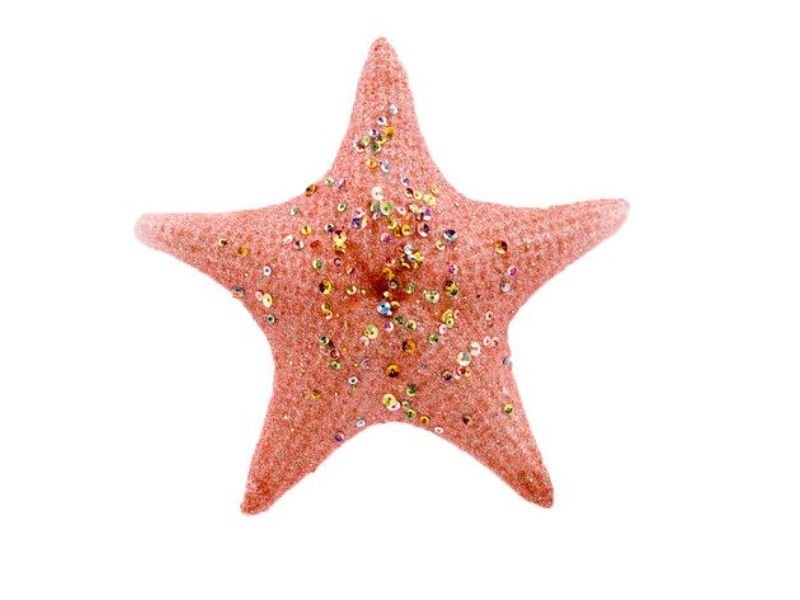 5" Coral Sequin Starfish Ornament - Holiday Warehouse