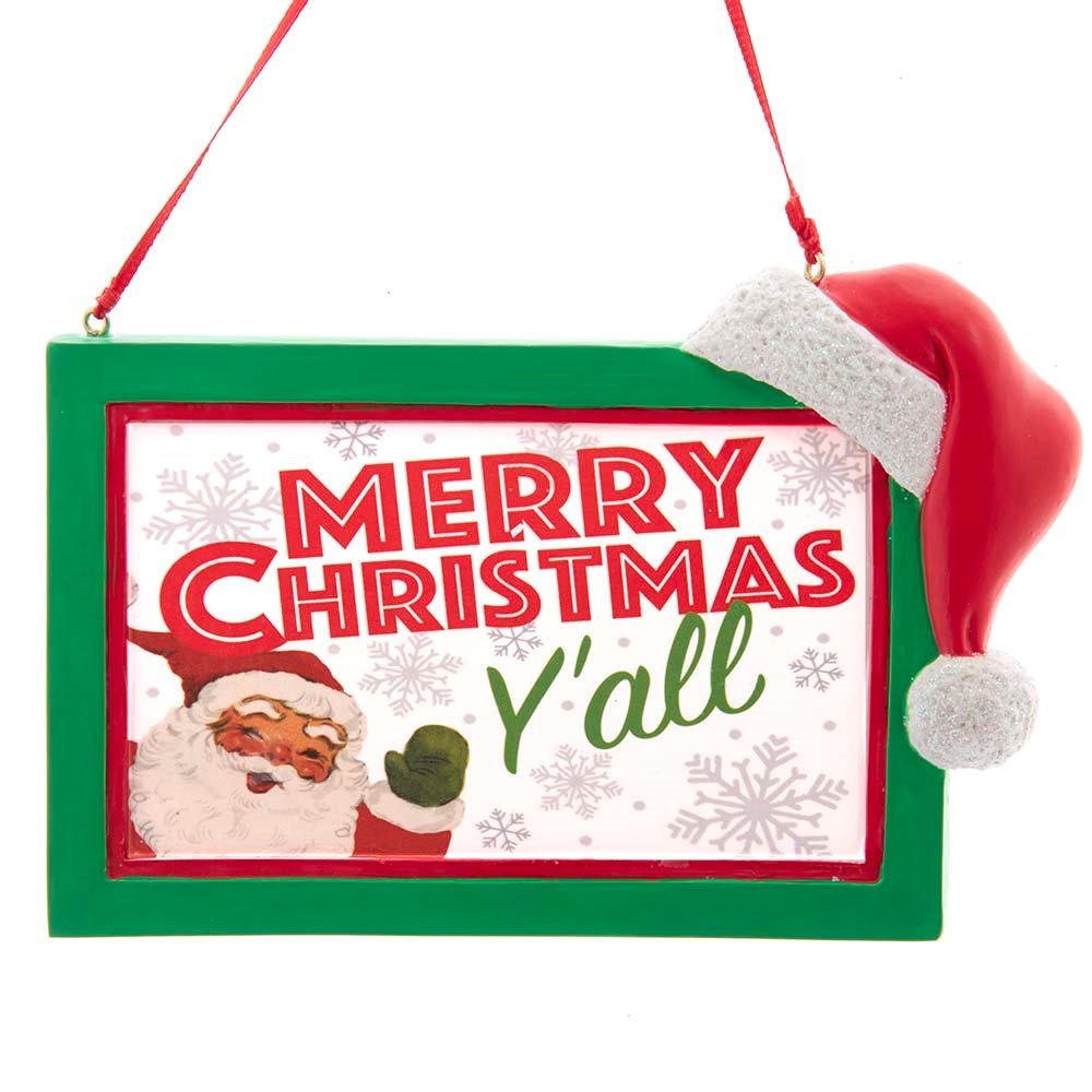 5" "Merry Christmas Y'all" Plaque Ornament - Holiday Warehouse